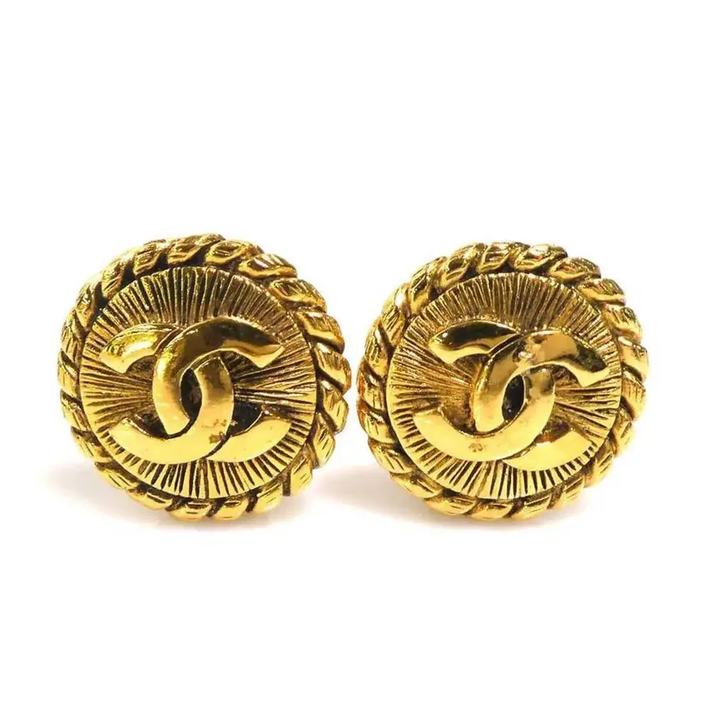 Chanel Cc Logo Clip-On Earrings Gold- #256843C56B